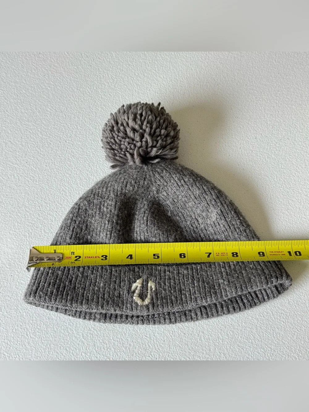 True Religion Knit Watchcap with Pom Cashmere/Lambswool/Angora/Cotton